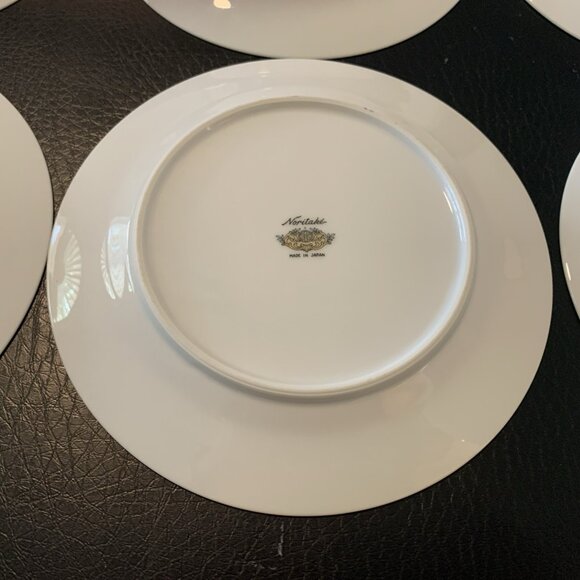 6 Noritake Toki Kaisha Dessert Luncheon Plates Green Bamboo 7.5" Japan Vintage - Picture 7 of 8